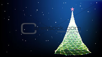 Card with christmas tree star and snowfake. Vector