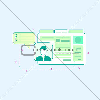 Vector illustration in flat outline style. Graphic design concept of web page design