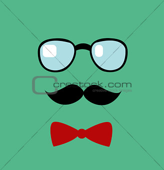 glasses and mustache. Vector illustration