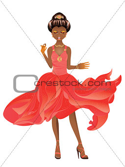 Afro American Girl in Dress