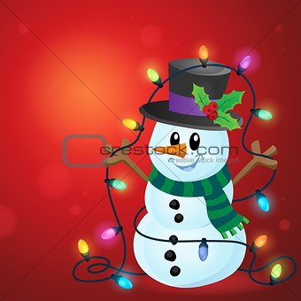 Snowman with Christmas lights image 3