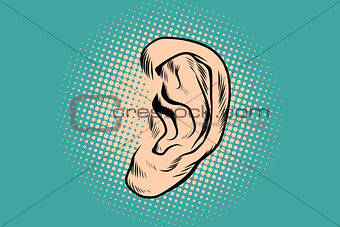 Male human ear Pop art retro