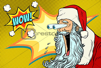 Bulging eyes Hyper reaction to Santa Claus
