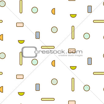 Gold line thin sphere shapes geometric seamless vector pattern.
