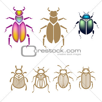 Beetle vector illustration set.