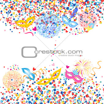 Vector colorful round confetti and fancy mask spike 