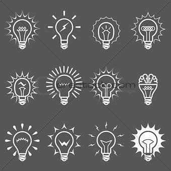 Light bulbs and lamps icons - idea or innovation symbols