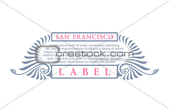 Vintage gold hipster label with lettering San Francisco. Logo template for your sign, poster, clothing, badge