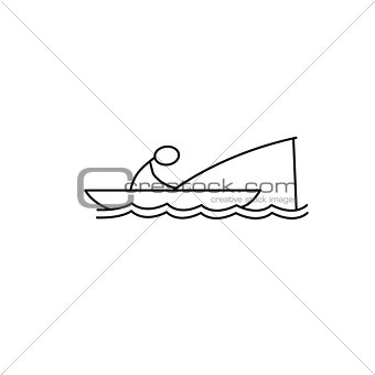 Man in Boat Fishing Icon