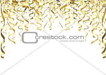 Golden Falling Confetti and Ribbons