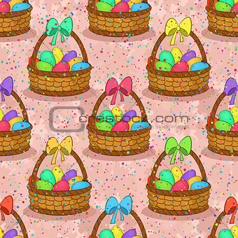Seamless, Basket with Easter Eggs