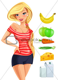 Girl and healthy diet