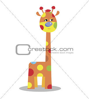Vector illustration of  cute cartoon funny giraffe isolated on w