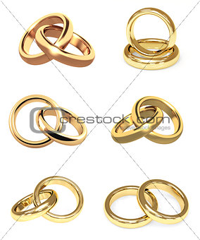 Set of gold wedding rings