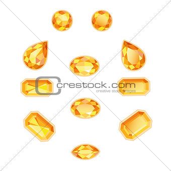 Amber Topaz Set Isolated Objects