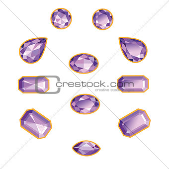 Amethyst Set Isolated Objects