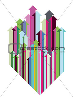 colorful arrow direction above, illustration