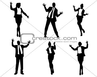 Dancing business people