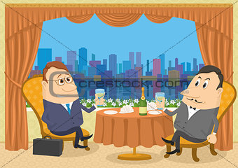 Two gentleman businessman in Restaurant