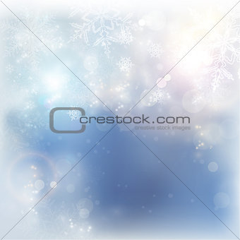 Blue white winter Christmas snowflake background