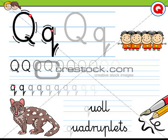 how to write letter Q worksheet for kids
