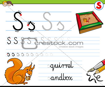 how to write letter S worksheet for kids