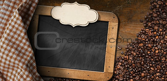 Coffee Beans with Empty Blackboard