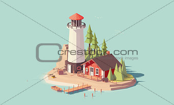 Vector low poly lighthouse