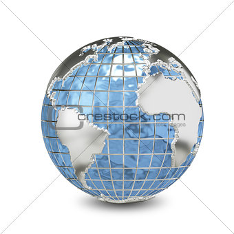 3D Illustration Metal Globe