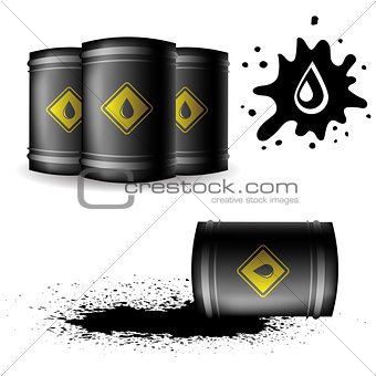 Metal Oil Barrels Isolated on White Background