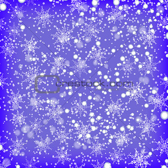 Showflakes Pattern on Blue Sky Background