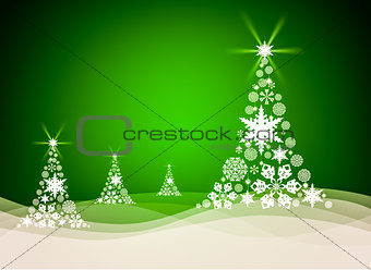 Christmas tree on green background