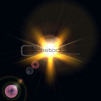The sunlight warm yellow glow with sparkles Vector