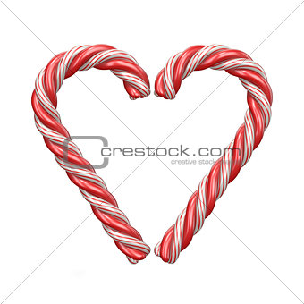 Christmas decoration heart made of candy canes 3D