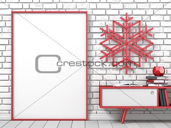 Mock up blank picture frame, Christmas decoration popsicle stick
