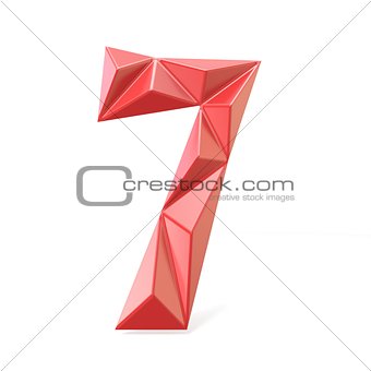 Red modern triangular font digit SEVEN 7 3D