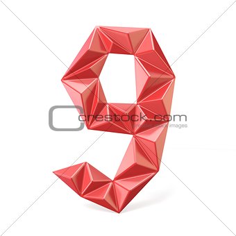 Red modern triangular font digit NINE 9 3D