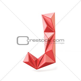Red modern triangular font letter J. 3D