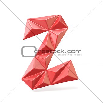 Red modern triangular font letter Z. 3D