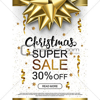 Christmas sale advertising banner. Popular banners dimensions. Golden and black objects on white background