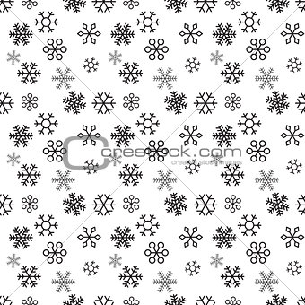 Christmas snowflakes on white background. Seamless pattern. Vector Illustration.