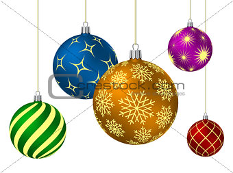 Colored christmas balls with different patterns