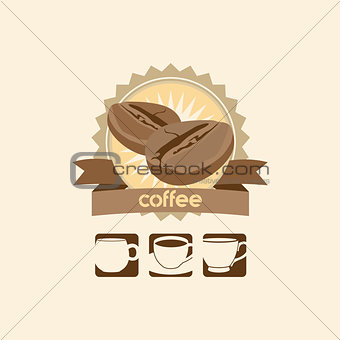 coffee bean and mug premium sign vector logo