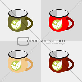 cup organic label set vector