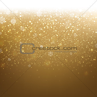 Golden Christmas Banner With Snow