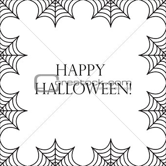 Halloween square frame for text with spider web. Template for your design postcard, invitation, poster. Vector illustration.