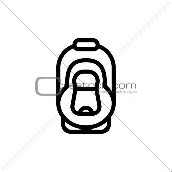 Baby car seat thin line icon. Automobile cradle outline vector simple pictogram. Armchair for child safety in the car