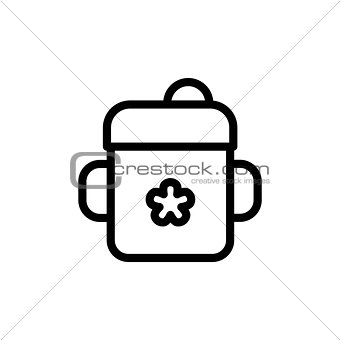 Baby cup thin line icon. Outline symbol kid buttle for feeding for the design of children's webstie and mobile applications. Outline stroke kid pictograms.