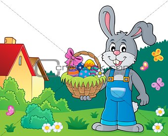 Bunny holding Easter basket theme 7