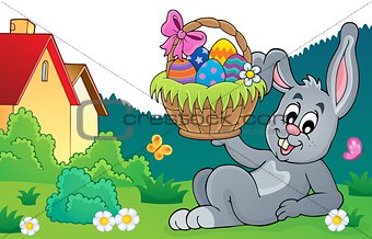 Bunny holding Easter basket theme 8